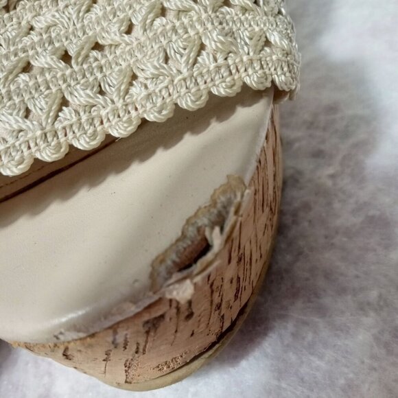 Steve Madden Beige Cork Woven Fabric Edelle Platform Sandals Size 8 - Picture 13 of 16